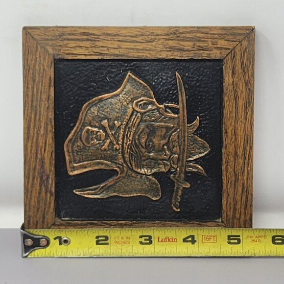 Vintage Copper Pirate Wall Art Plaque With‎ Wooden Frame Home Decor - Picture 4 of 5
